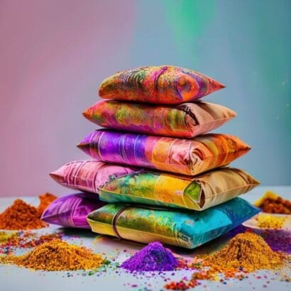 Diwali Pouch & Sachet Packaging Printing | Gulal and Sweet Pouches | Gravitfy Studio Delhi