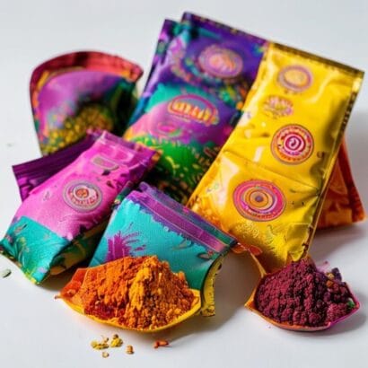Diwali Pouch & Sachet Packaging | Gulal & Sweet Pouches | Gravitfy Studio Delhi