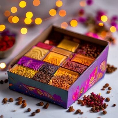 Diwali Tea and Dry Fruit Combo Box Printing | Tea Combo Hampers | Gravitfy Studio Delhi