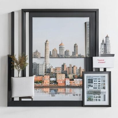 Framed Project Art and City Map Print Delhi Real Estate Office Decor