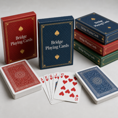 Bridge playing cards manufacturer with custom bridge deck and box samples