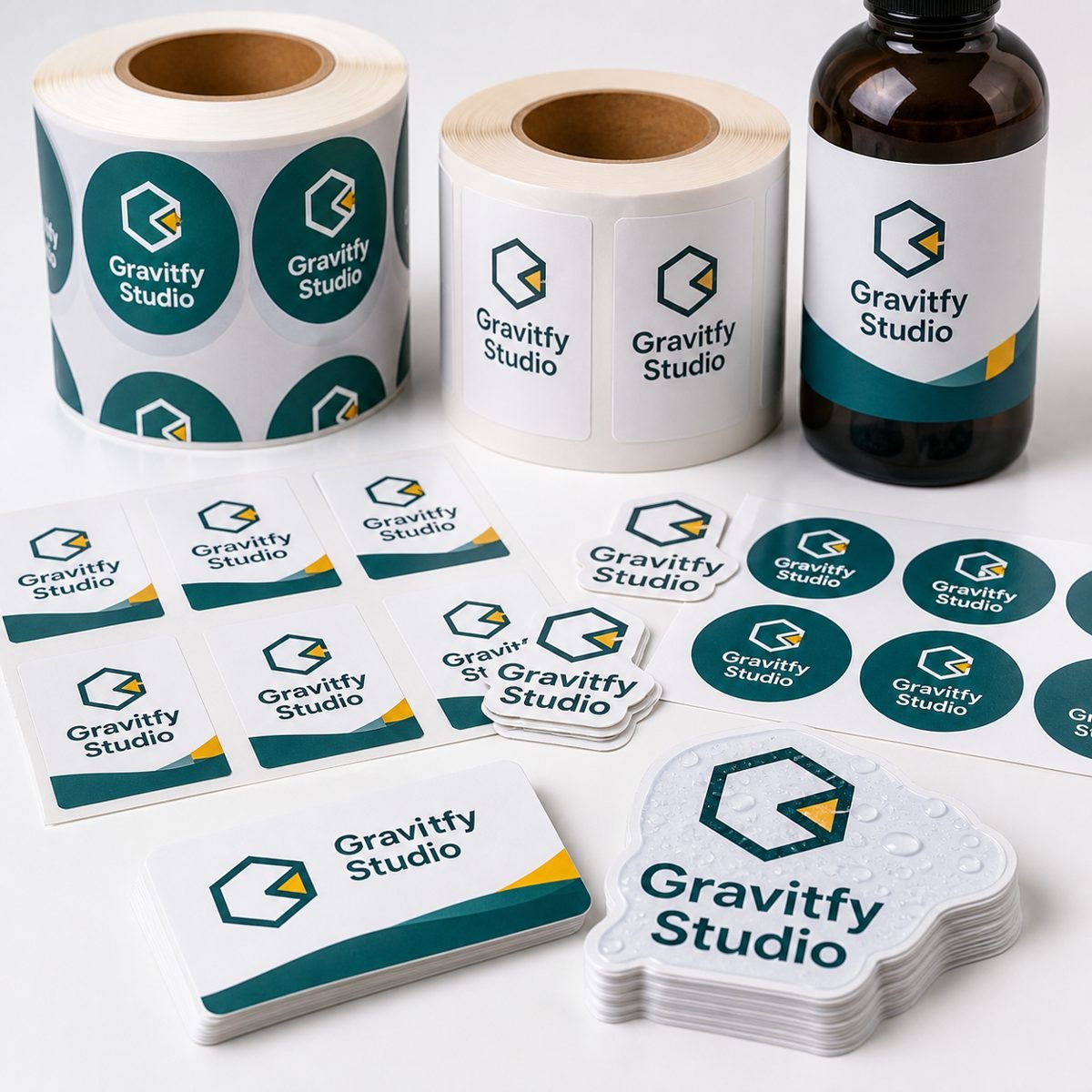 Custom labels and stickers printing samples with rolls sheets bottle labels barcode labels and waterproof stickers