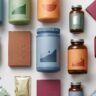 Modern FMCG food supplement packaging products - protein powder tubs, health supplement bottles, nutrition bar boxes and…
