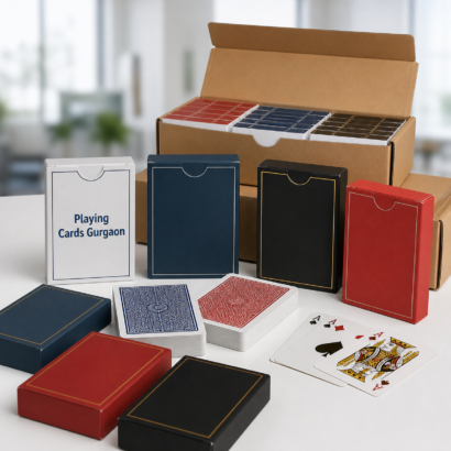 Playing card manufacturer in Gurgaon and Manesar with custom deck boxes and bulk packaging