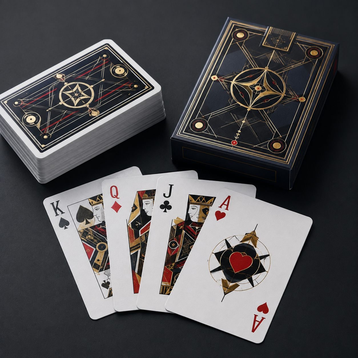 Custom poker cards with premium deck box and printed face cards