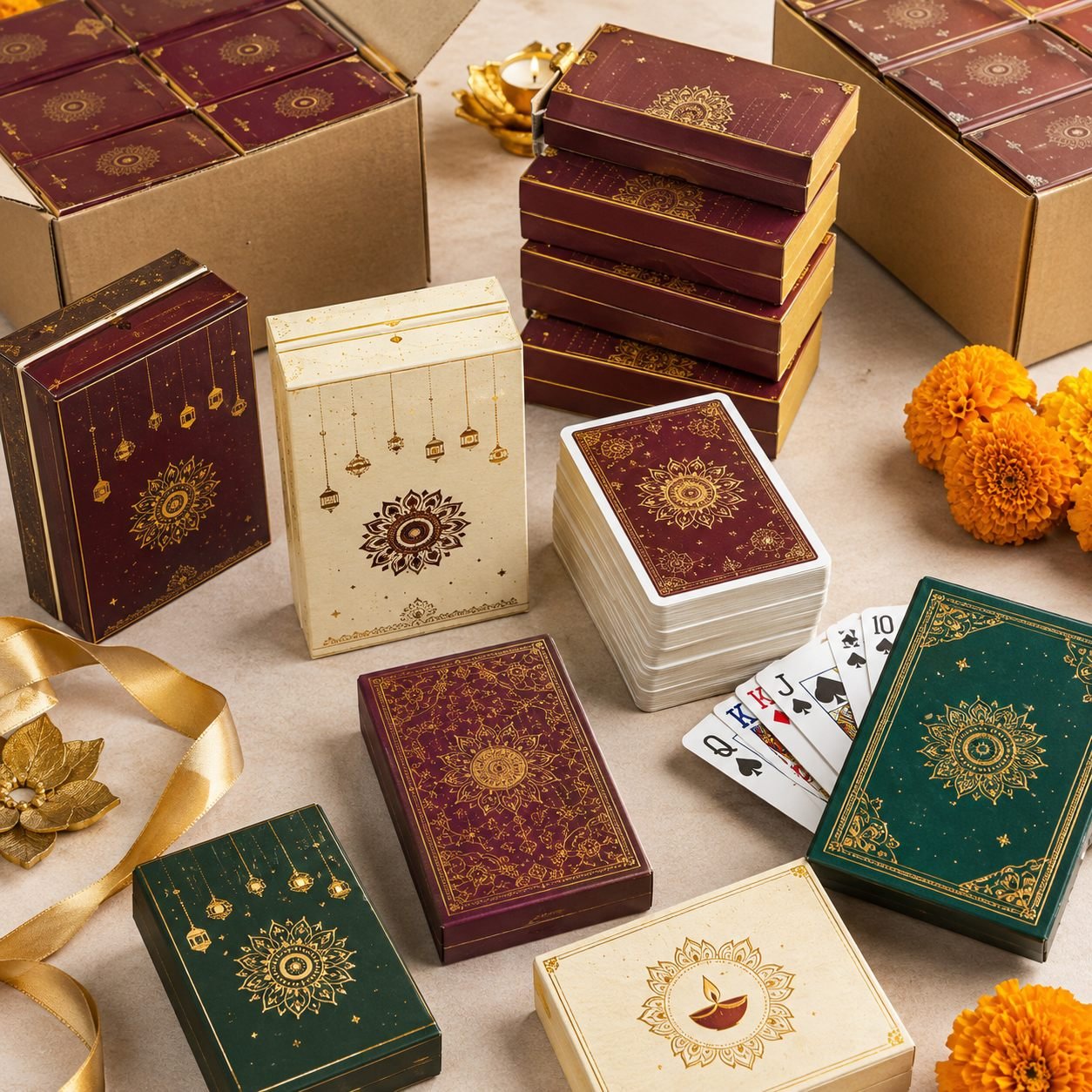 Corporate Diwali playing cards packed for bulk festive gifting