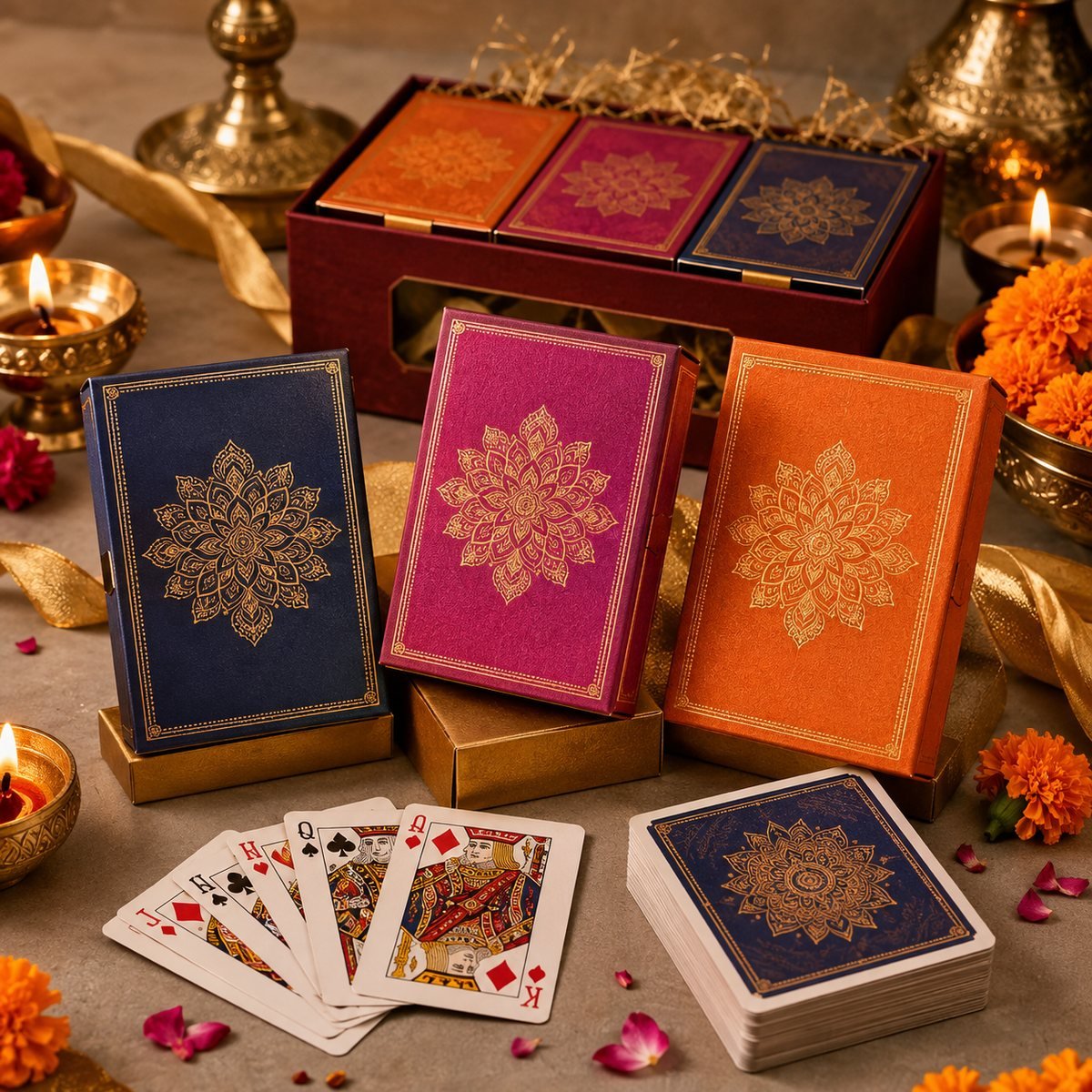 Diwali playing cards gift set manufacturer for corporate gifting by Gravitfy Studio Delhi NCR