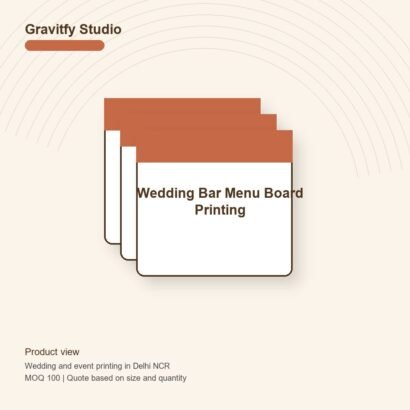 Premium Wedding Bar Menu Board Printing main by Gravitfy Studio Delhi NCR