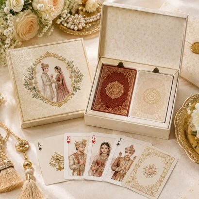 Wedding playing cards manufacturer for personalized wedding favor decks by Gravitfy Studio Delhi NCR